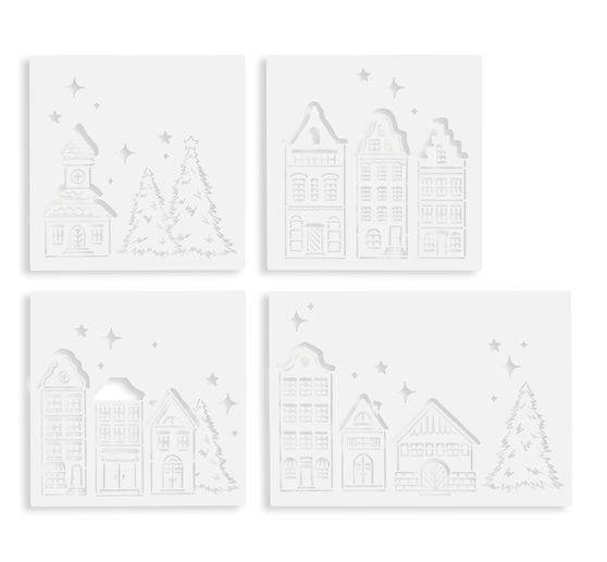 VBS Stencil set "Winter Village", 4 pcs.