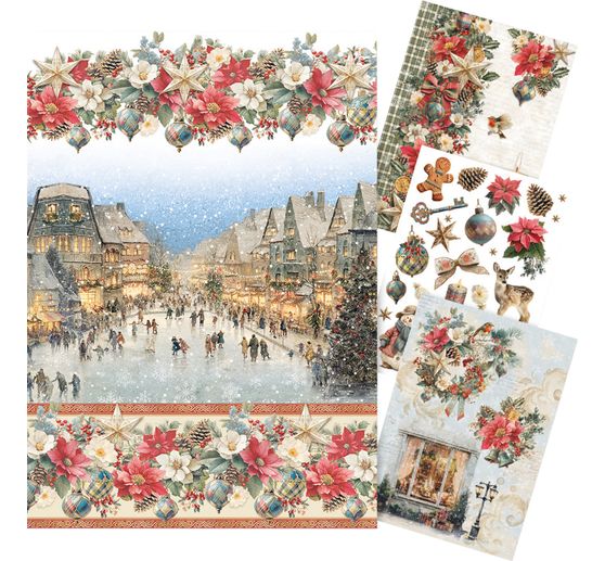 Ciao Bella motief strozijde assortiment "Merry & Bright", set van 4