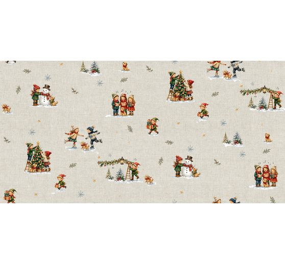 Katoenen stof "Kerstkinderen Nostalgie", acryl gecoat