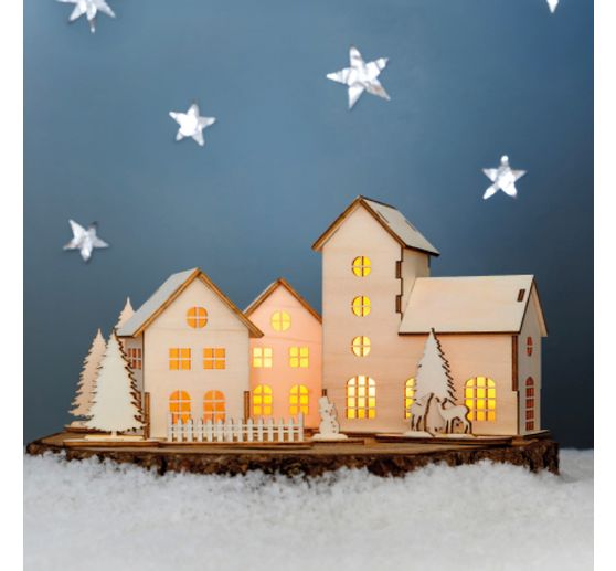 Houten bouwpakket "Winterdorp"