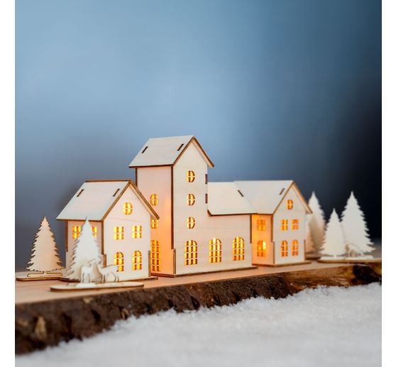 Houten bouwpakket "Winterdorp"
