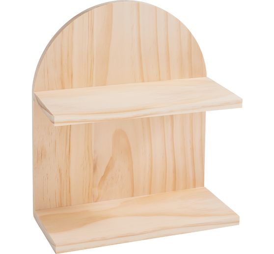 VBS Boogvormig houten wandrek met 2 legplanken