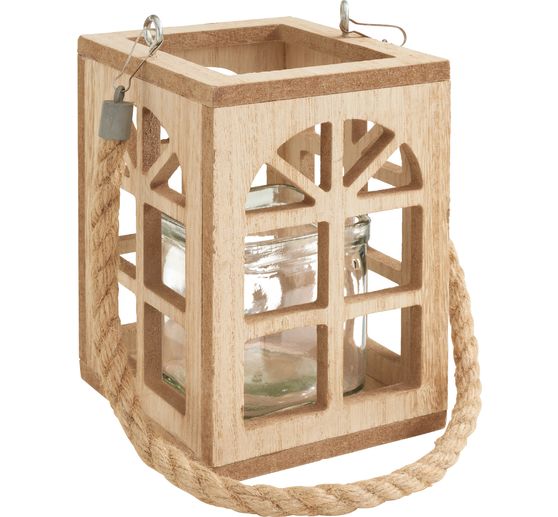 Houten lantaarn met raamuitsparingen