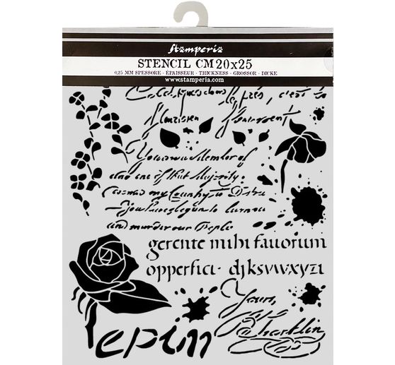 Stamperia Sjabloon "Flowers and Poems - Latin Inspirations", 20 x 25 cm