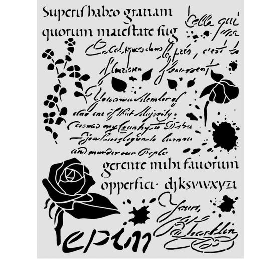 Stamperia Sjabloon "Flowers and Poems - Latin Inspirations", 20 x 25 cm