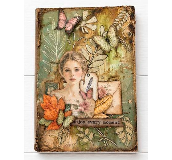 Stamperia Motief strozijde backgrounds "Flowers and Poems", DIN A6, set van 8