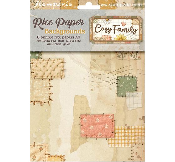 Stamperia Motief strozijde backgrounds "Cozy Family", DIN A6, set van 8
