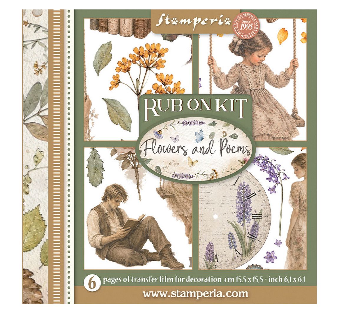 Stamperia - Flowers and Poems Rub-On 15,5x15x5cm Assortment (6pcs) (DFLRBX24)