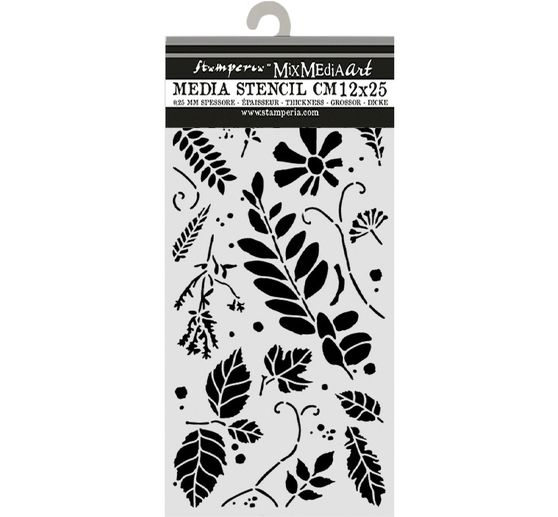 Stamperia Sjabloon "Flowers and Poems - Mixed Leaves", 12 x 25 cm