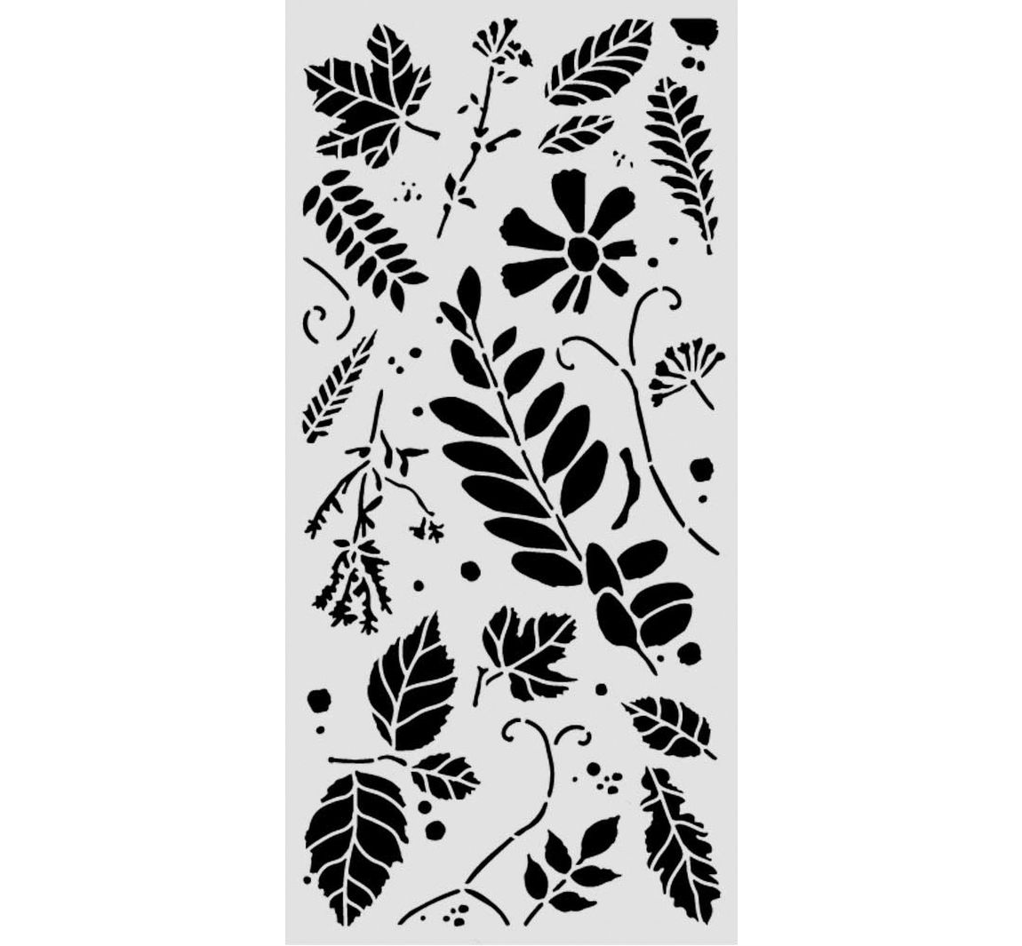 Stamperia Sjabloon "Flowers and Poems - Mixed Leaves", 12 x 25 cm
