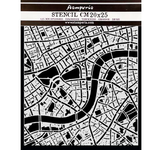 Stamperia Sjabloon "Our Way - Street Map", 20 x 25 cm