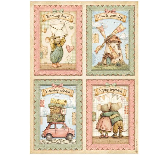 Stamperia Motief strozijde assortiment "Cozy Family", DIN A4, set van 6