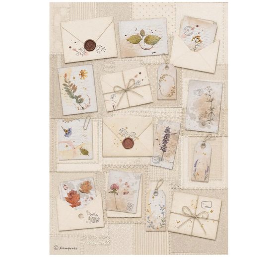 Stamperia Motif straw silk assortment "Flowers and Poems", DIN A4, set of 6