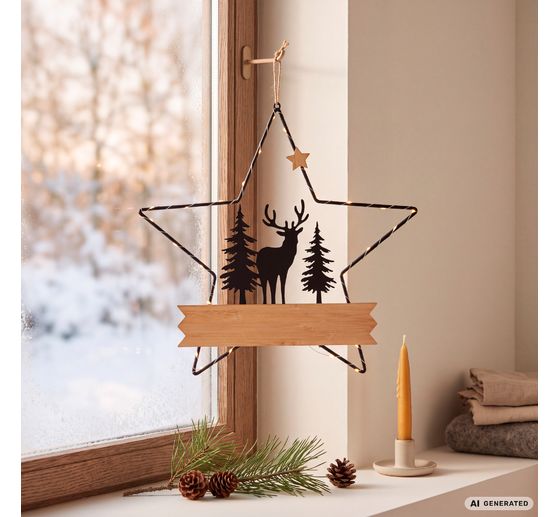 VBS Metal decorative star &ldquo;Deer in the forest&rdquo;, with LED