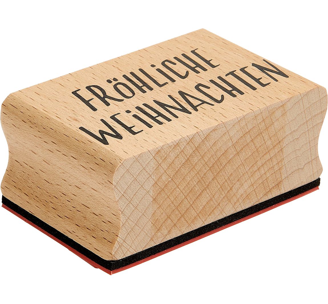 Houten stempel "Fröhliche Weihnachten"