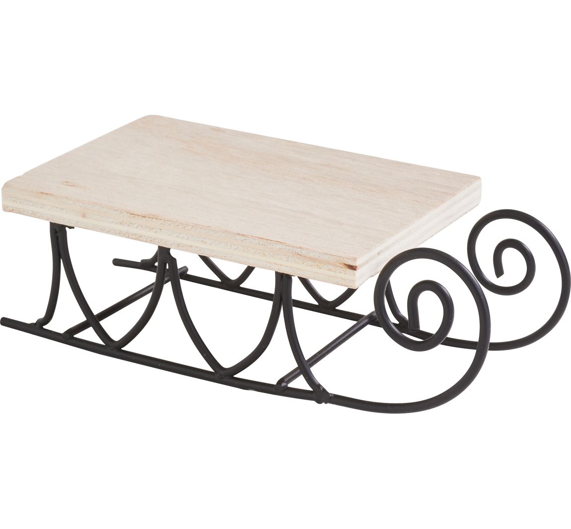 VBS Decoratieve metalen slee met houten vlak