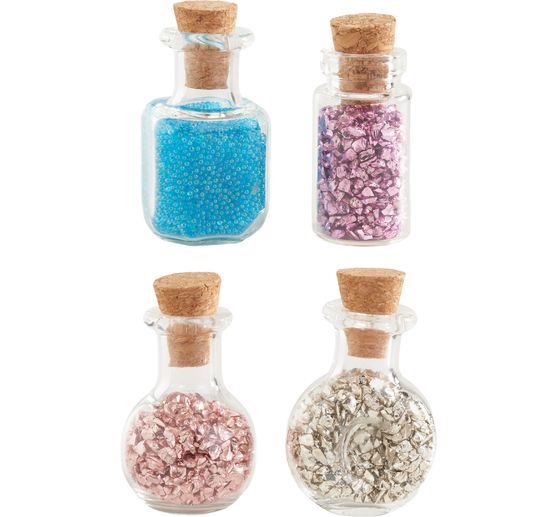 Miniatuur glazen flesjes met toverstof