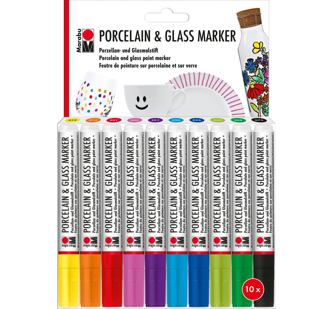 Marabu Porcelain & Glass marker‑set, 10 x 3 mm