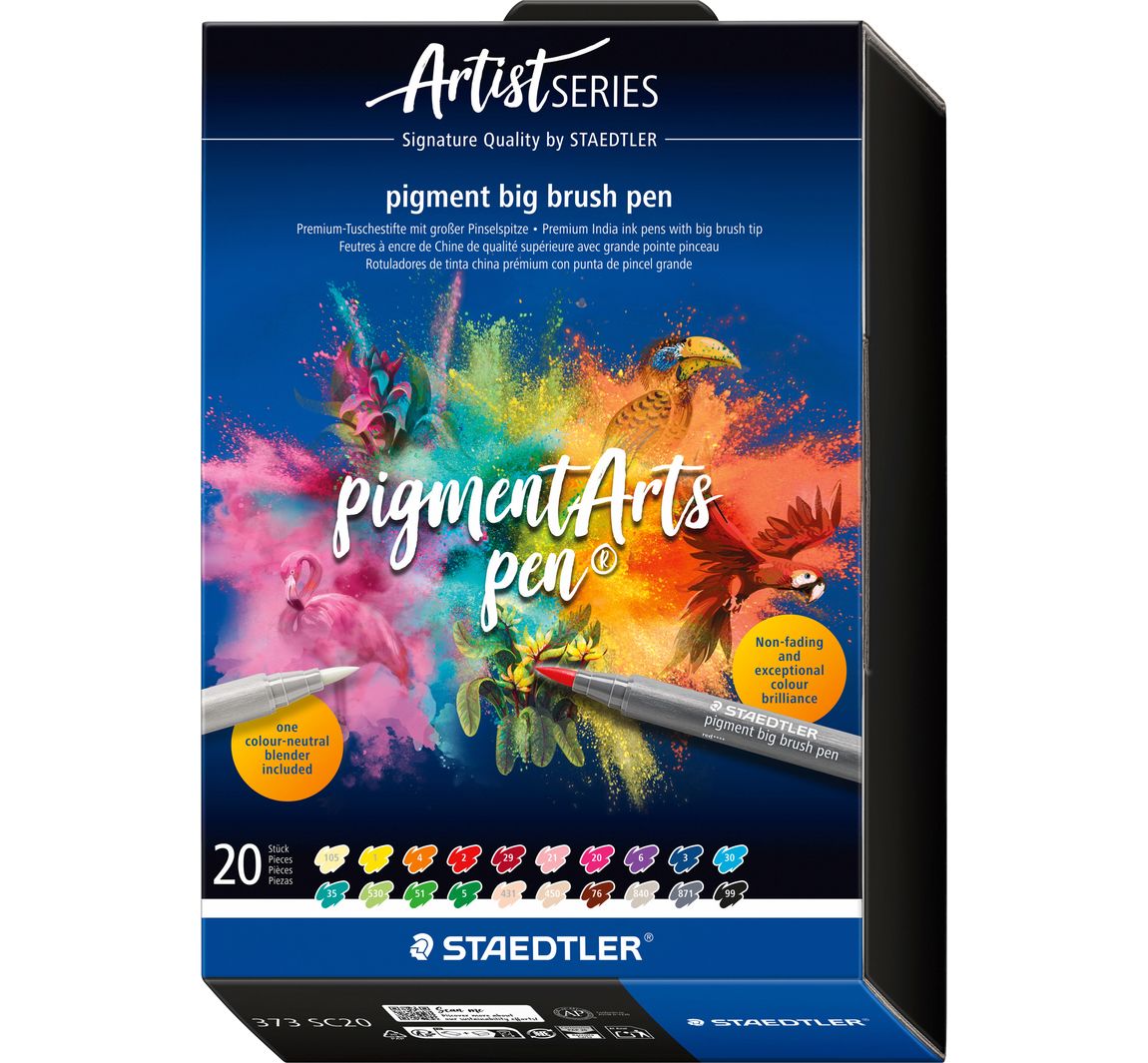 STAEDTLER Artist Series Big Brush brushpennen - 20 kleuren met blender
