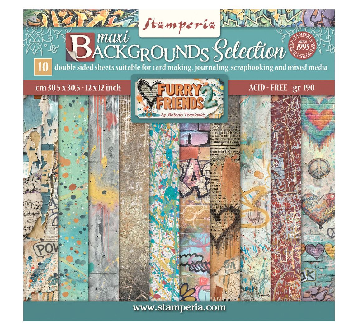 Stamperia Scrapbook blok "Furry Friends 2 Backgrounds"