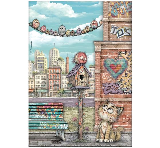 Stamperia Motif straw silk assortment "Furry Friends 2", DIN A4, set of 6