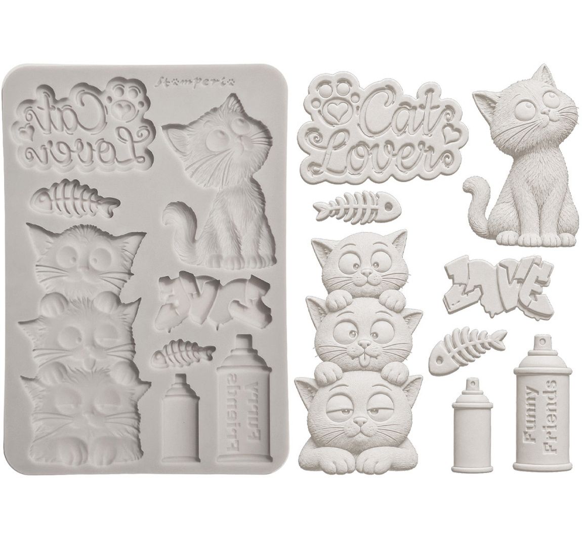 Stamperia Silicon vorm A5 "Furry Friends 2 - Cats"