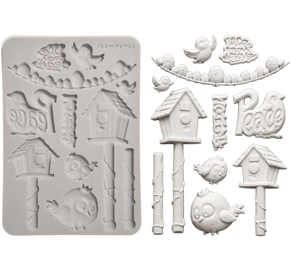 Stamperia Silicon vorm A5 "Furry Friends 2 - Birds"
