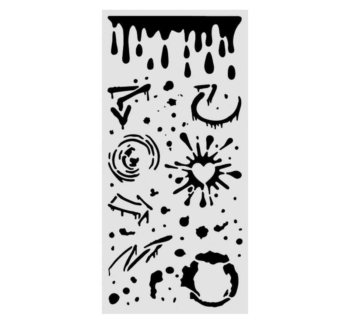 Stamperia Sjabloon "Furry Friends 2 - Ink Splatters", 12 x 25 cm