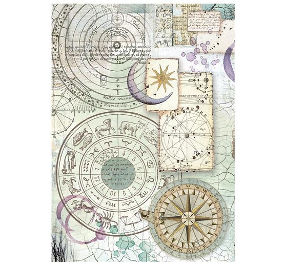 Stamperia Motief strozijde backgrounds "Cosmos", DIN A6, set van 8