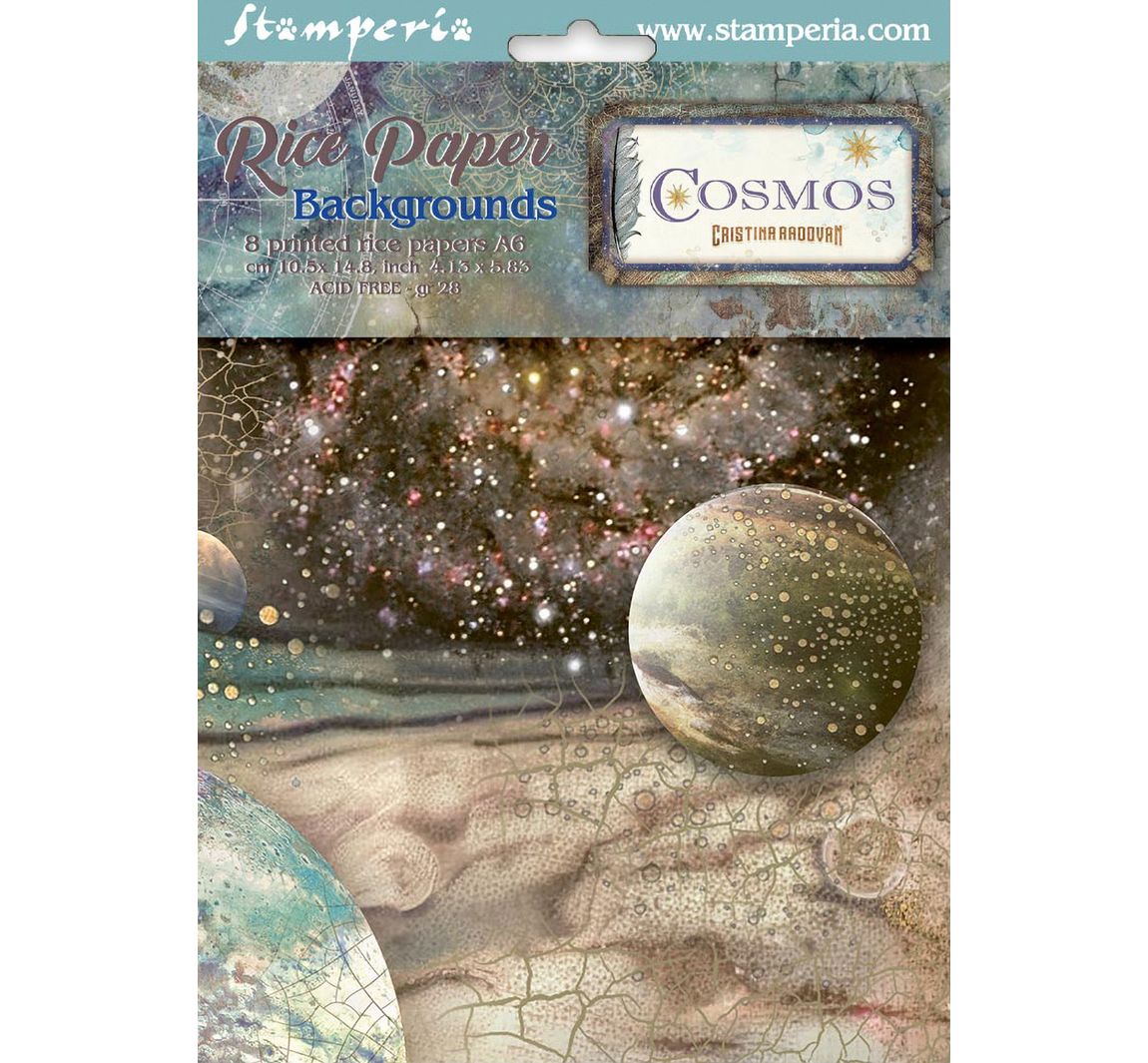 Stamperia Motief strozijde backgrounds "Cosmos", DIN A6, set van 8