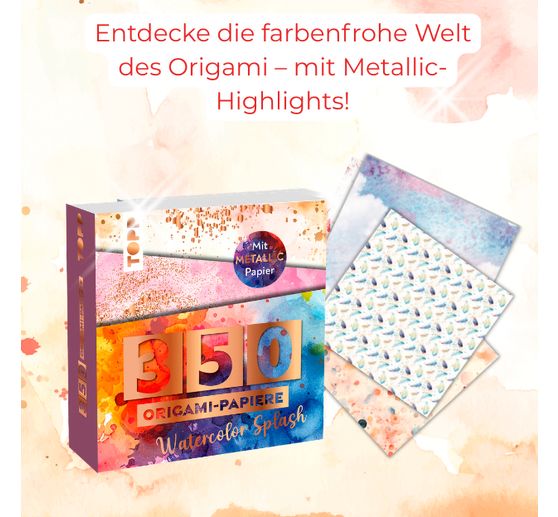 350 origamipapieren "Watercolor Splash"