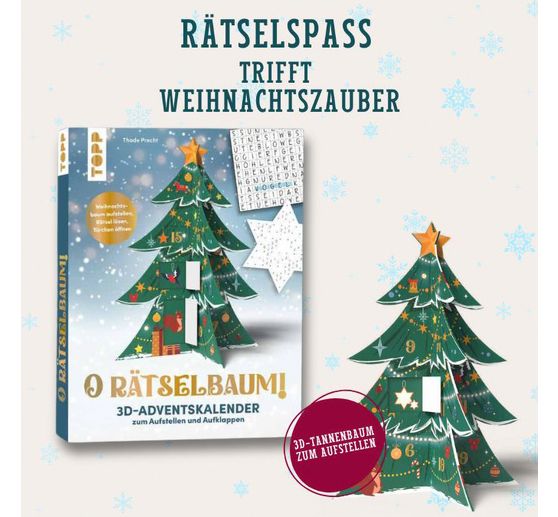 3D-adventskalender "O R&auml;tselbaum" om neer te zetten en open te klappen