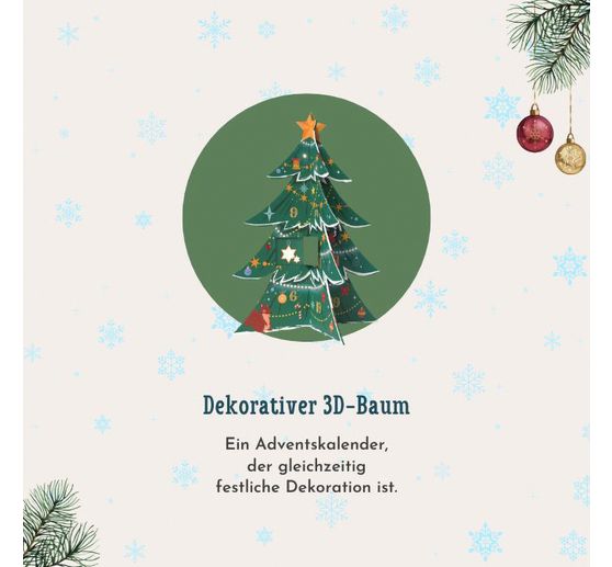 3D-adventskalender "O R&auml;tselbaum" om neer te zetten en open te klappen