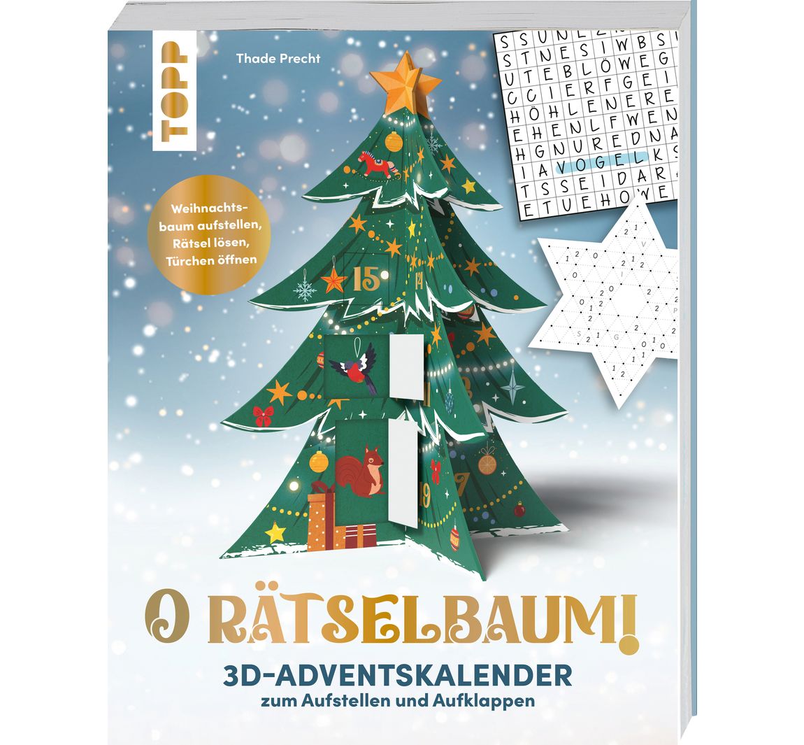 3D-adventskalender "O Rätselbaum" om neer te zetten en open te klappen