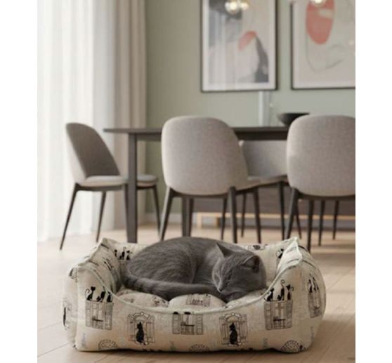 Decoratieve stof linnen optiek "Katten bij het raam"