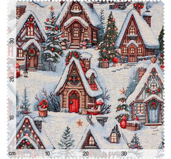Tapestry fabric with lurex "Snowy Village"