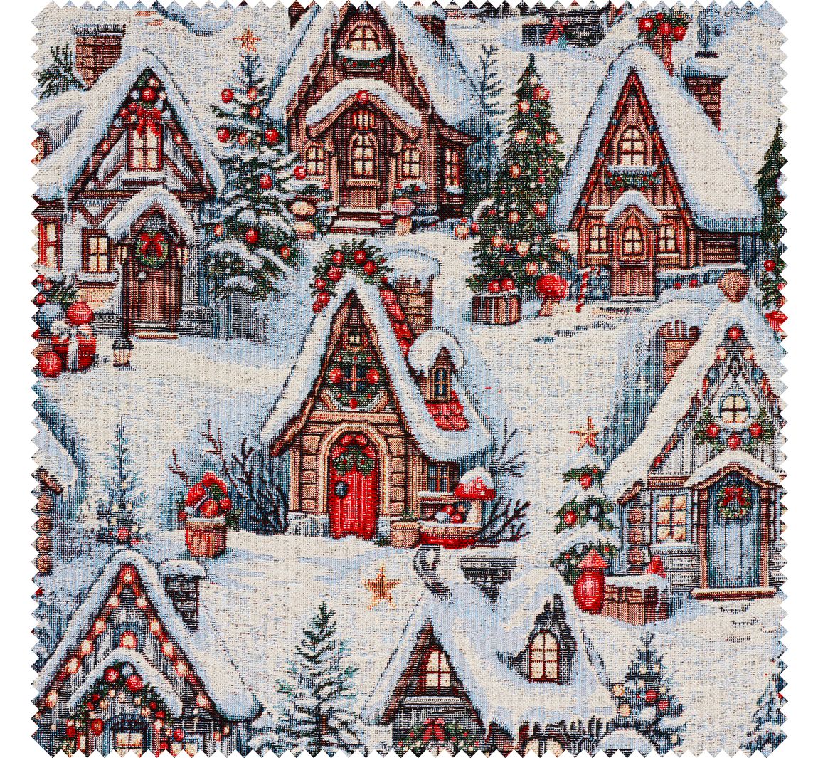 Gobelin-stof met lurex "Snowy Village"