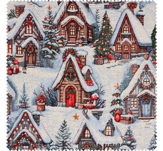Tapestry fabric with lurex "Snowy Village"