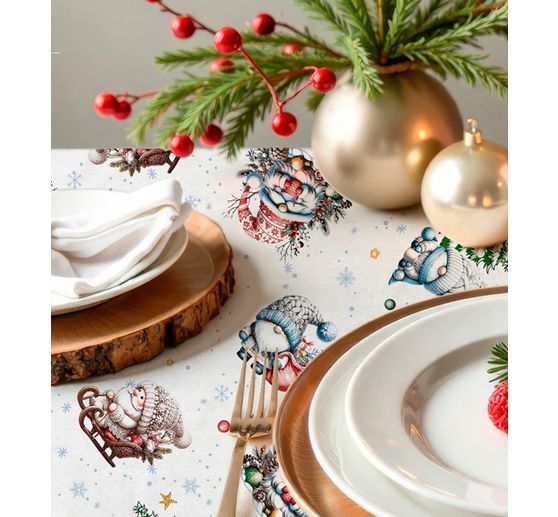 Motiefstof in linnenlook "Christmas Wonderland"