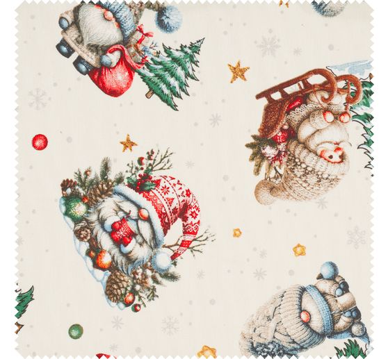 Motiefstof in linnenlook "Christmas Wonderland"