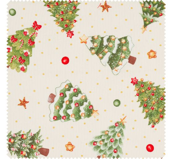 Motif fabric linen look "O Christmas Tree"