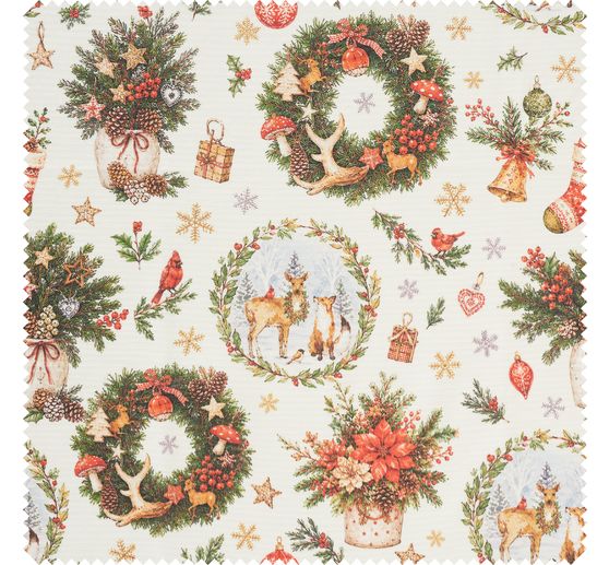 Cotton fabric "Festive Christmas World", acrylic coated