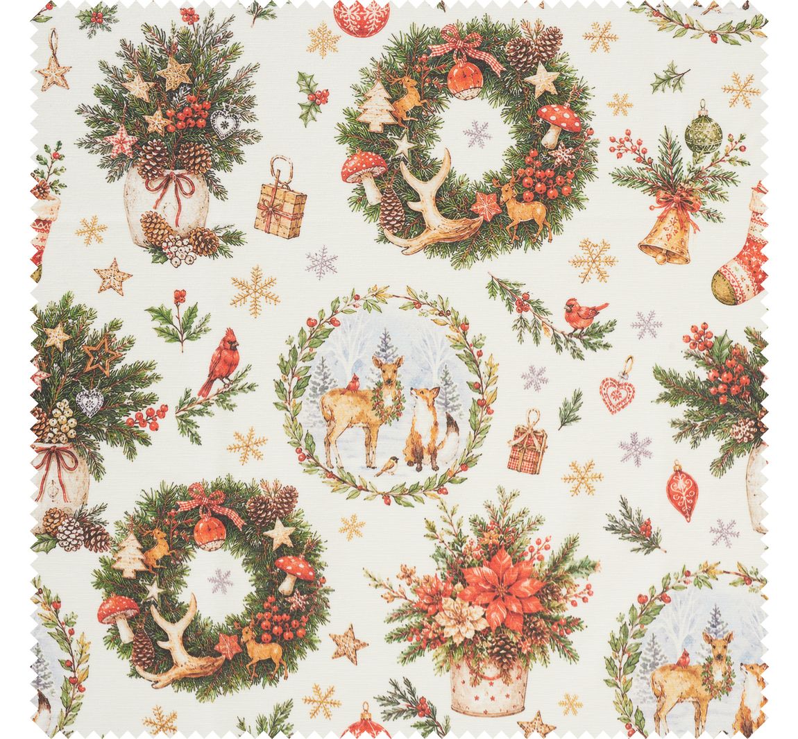 Katoenen stof "Feestelijke Kerstwereld", acryl gecoat