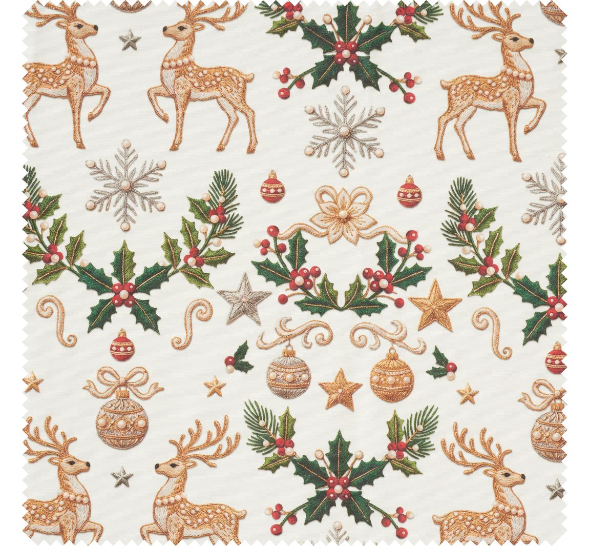 Katoenen stof "Rentier & Ilex", acryl gecoat
