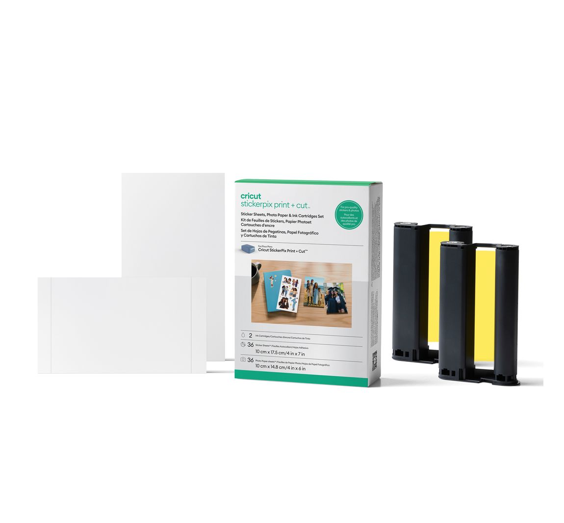 Cricut StickerPix Print + Cut Set "Fotopapier + stickervellen", 74-delig