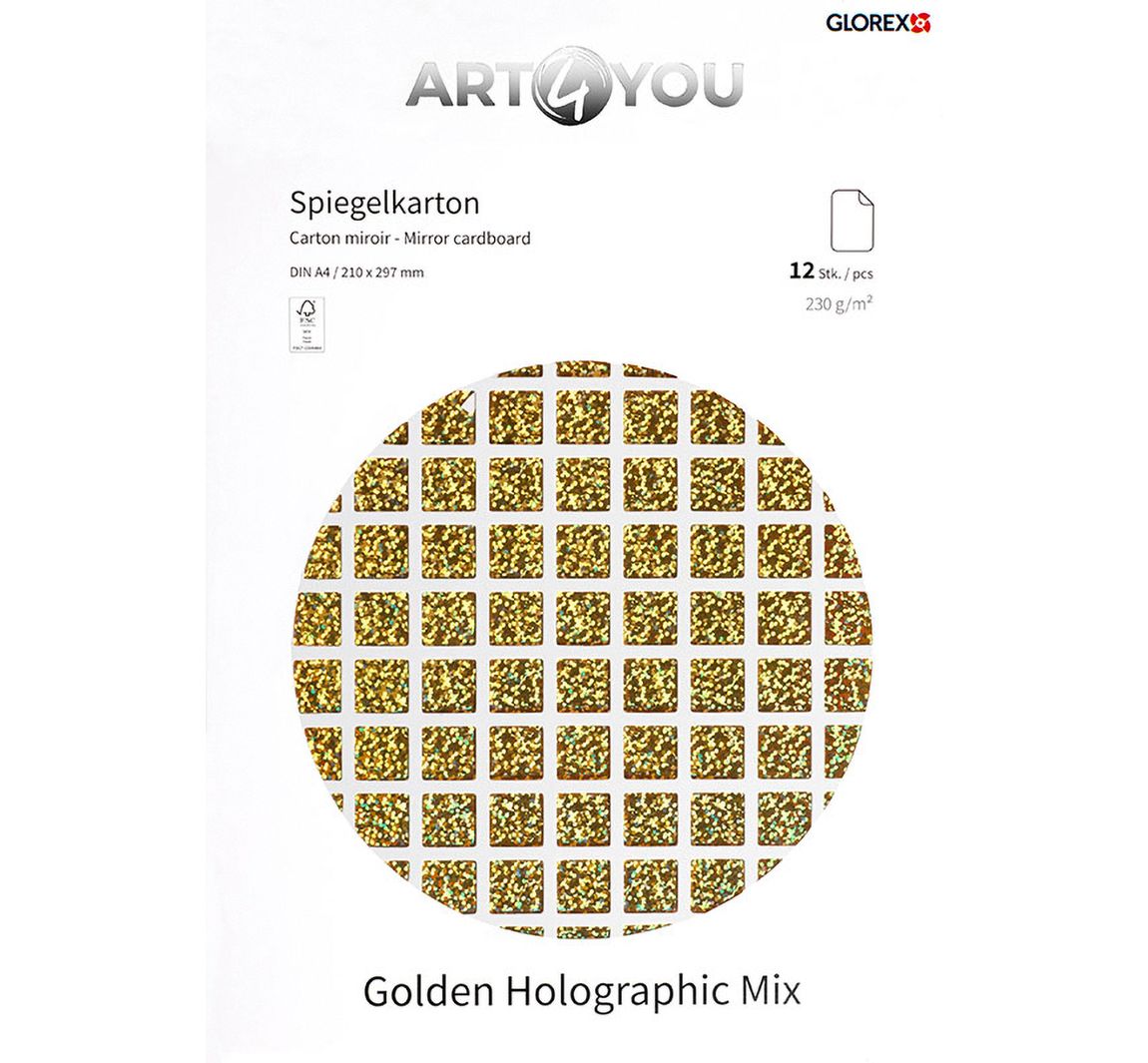 Spiegelkarton "Golden Holographic Mix", A4, 12 vellen
