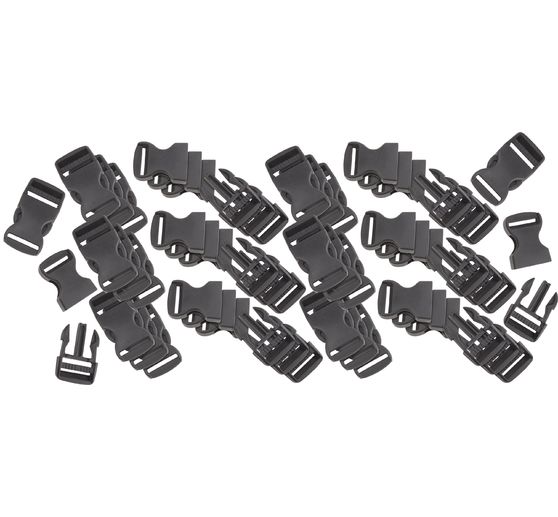 VBS Buckles / Click Fasteners, Black, 20 pcs.