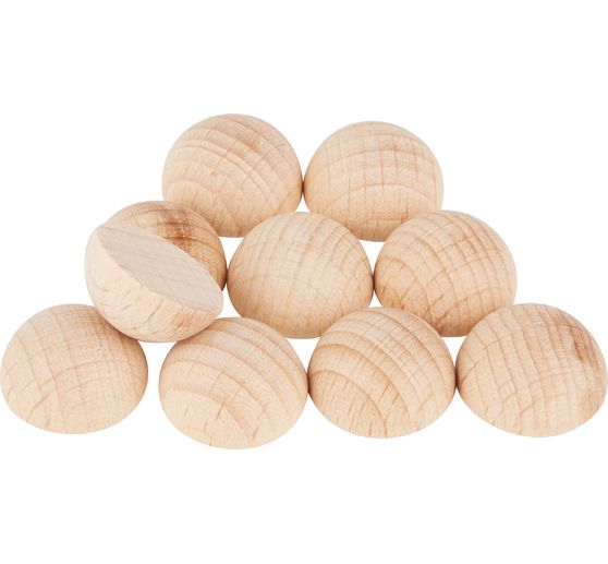 VBS Houten halve bollen zonder gat, 10 stuks