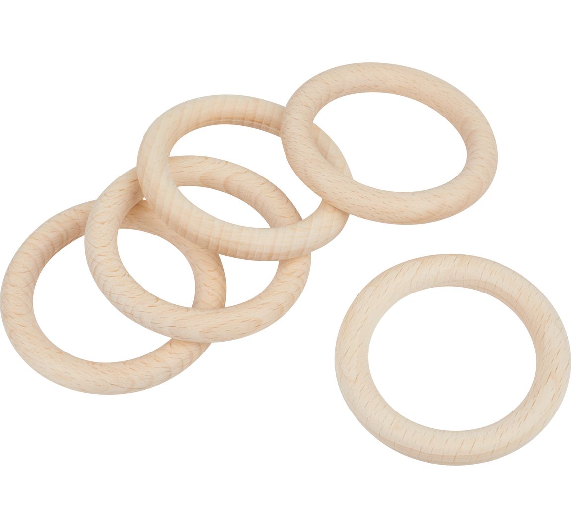 Houten ringen - Ø 70 mm, 5 stuks