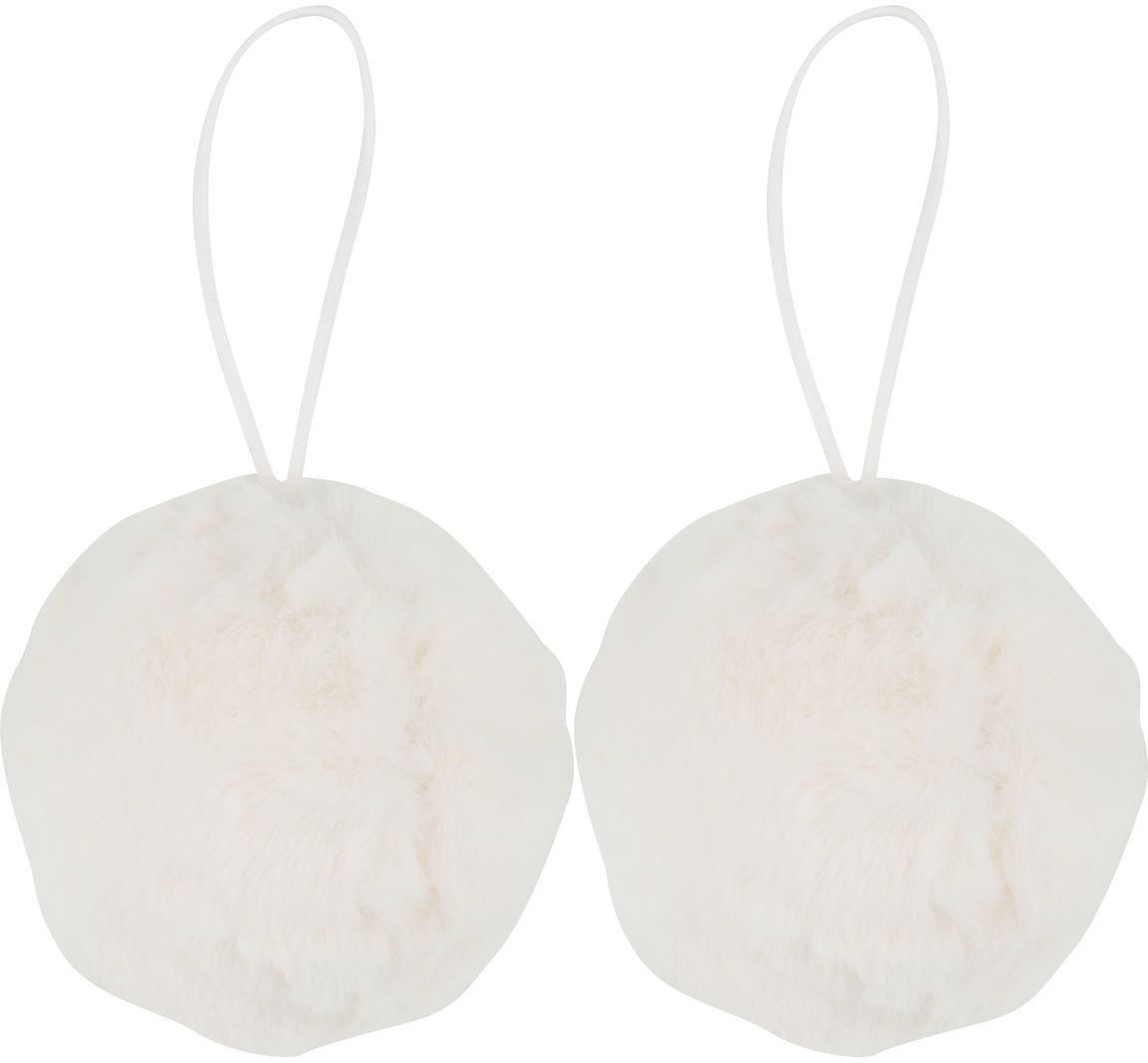 Pluche bal "Filis", ca. Ø 9 cm, 2 stuks - Wit